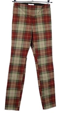 Dámske červeno-béžové kockované tregíny H&M