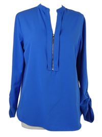 Dámská safírová halenka s rolovacími rukávy Primark 