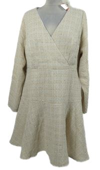 Nové - Dámské béžovo-bílé vzorované pletené šaty Cider 