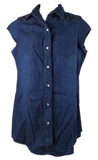 Dámská tmavomorá halenka riflového vzhledu s cvočky George 