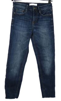 Dámské tmavomodré skinny kotníkové rifle Stradivarius 