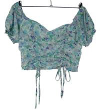 Dámská světlemodro-barevná vzorovaná šifonová crop halenka NAKD 