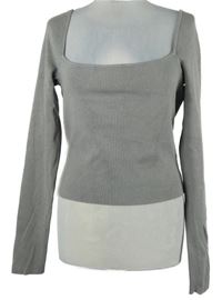 Nové - Dámský šedý žebrovaný crop svetr H&M