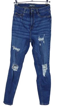 Dámske modré skinny rifle s dierami Denim