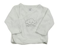 Biela zamatová zavinovací mikina s mráčikom C&A