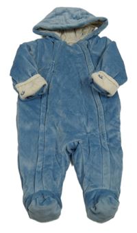 Modrá plyšová zateplená kombinéza s kapucňou M&S