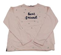 Svetloružová bodkovaná á mikina s nápisom Okaidi