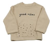 Béžová rebrovaná mikina s nápisom Matalan