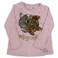 Svetloružové tričko s obrázkem z flitre Disney