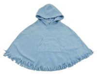 Modré fleecové pončo s kapucňou