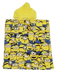 Žlté froté osuškové pončo s Mimoni a kapucňou