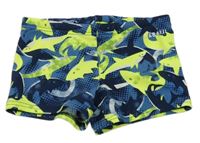 Tmavomodro-zelené nohavičkové plavky so žralokmi NABAIJI