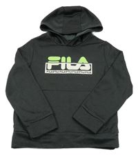 Tmavosivá mikina s kapucňou s nápisom Fila