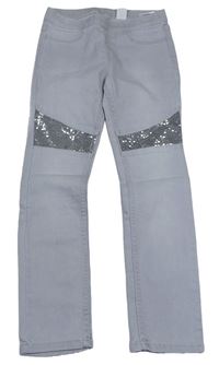 Šedé džegíny s flitry H&M