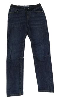 Tmavomodré slim rifle s úpletový pasom Denim Co.