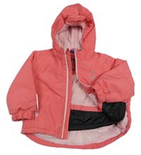 Růžová šusťáková zimní bunda s tučňákem a kapucí Lupilu