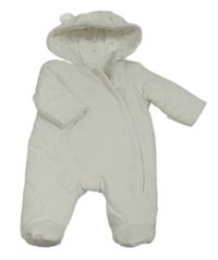 Bílá prošívaná zateplená kombinéza s kapucí George
