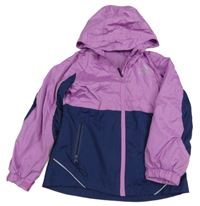 Fialovo-tmavomodrá šušťáková jarná funkčná bunda s kapucňou Crane