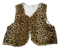 Hnedá vzorovaná kožušinová podšitá vesta