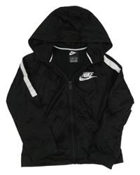 Černo-bílá propínací sportovní mikina s logem a kapucí Nike