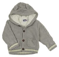 Sivý prepínaci podšitý sveter s kapucňou Lupilu