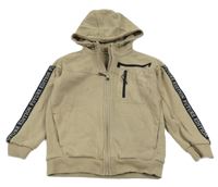 Béžová prepínaci mikina s pruhy na rukávech a kapucňou Nutmeg