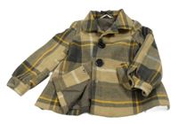 Tmavošedo-béžovo-žlutý kostkovaný podšitý kabátek H&M