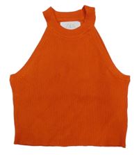 Červený rebrovaný pletený crop top Zara