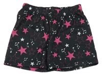 Černé pyžamové kraťasy s hvězdami a notami 