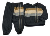 2 set - čierno-béžová mikina + tepláky shein