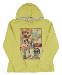 Žlutá mikina s fotkami a kapucí Tom Tailor