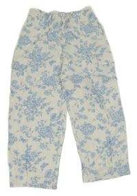 Bílo-světlemodré květované chino kalhoty s kapsami M&S