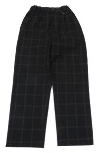 Černé kostkované společenské kalhoty H&M