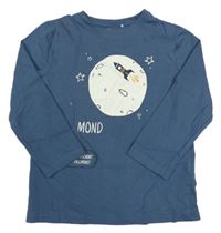 Modrošedé triko s měsícem a raketou Topolino