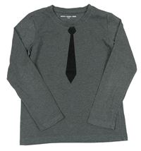 Tmavosivé tričko s kravatou