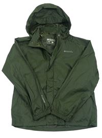 Khaki nepromokavá bunda s logom a ukývací kapucňou Mountain Warehouse