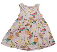 Svetloružové bavlnené šaty s ovociem Primark