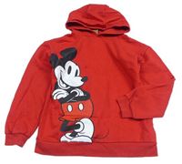 Červená mikina s Mickeym a kapucňou Disney
