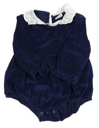 Tmavomodré zamatové body s golierikom River Island
