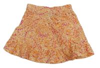 Bielo-oranžovo-ružová vzorovaná sukňa Matalan
