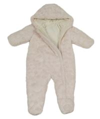 Světlerůžová chlupatá zateplená kombinéza s kapucí Mothercare