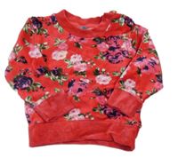 Červená zamatová mikina s kvetmi Bidiful