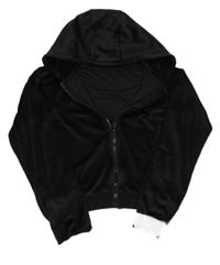 Čierna zamatová prepínaci crop mikina s kapucňou Matalan