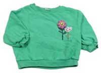 Zelená oversize mikina s kvietkami Next