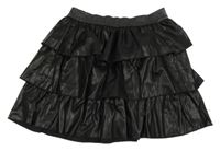 Čierna koženková vrstvená sukňa so trblietavým pasom Persival