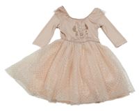 Broskvové šaty s Minnií a tylovou sukní Disney