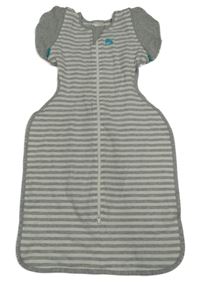 Šedo-bílý pruhovaný spací bavlněný pytel Swaddle up