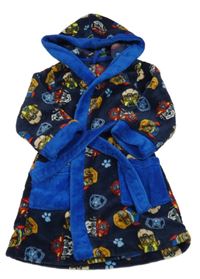 Tmavomodrý chlpatý župan s Paw Patrol a kapucňou Nickelodeon