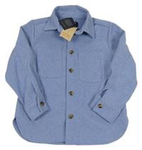 Nové - Modrá flaušová košeľová bunda Blue Seven