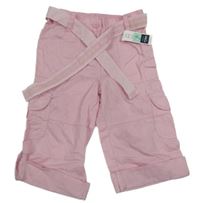 Nové - Světlerůžové plátěné rolovací cargo kalhoty s páskem M&Co.